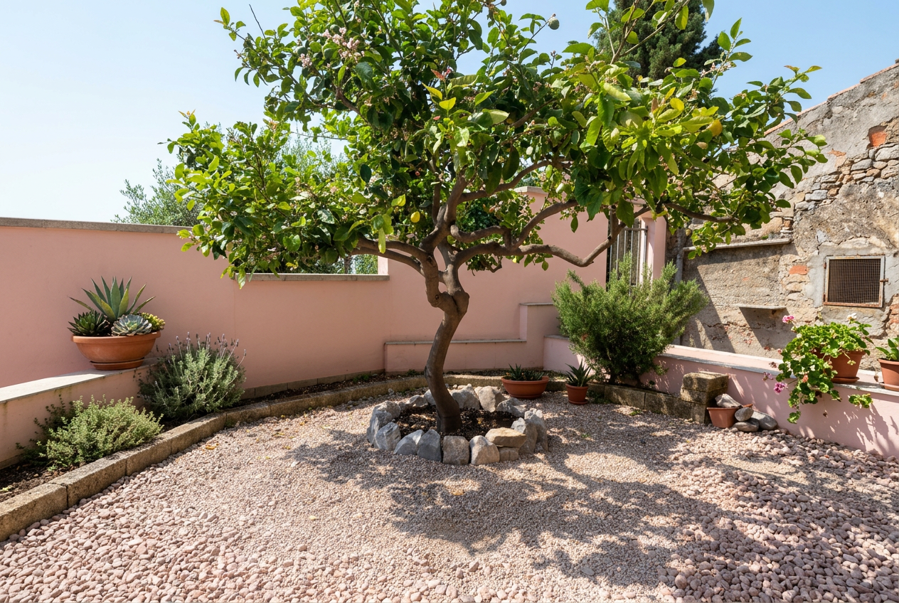 Giardino trascurato prima dell'intervento